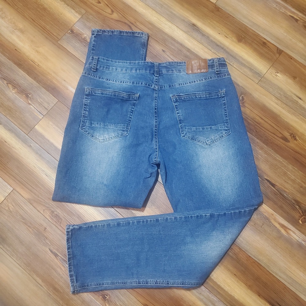 Hudson & Barrow NYC Mens Slim Stretch Jeans 38x32 Medium Wash Denim Pants